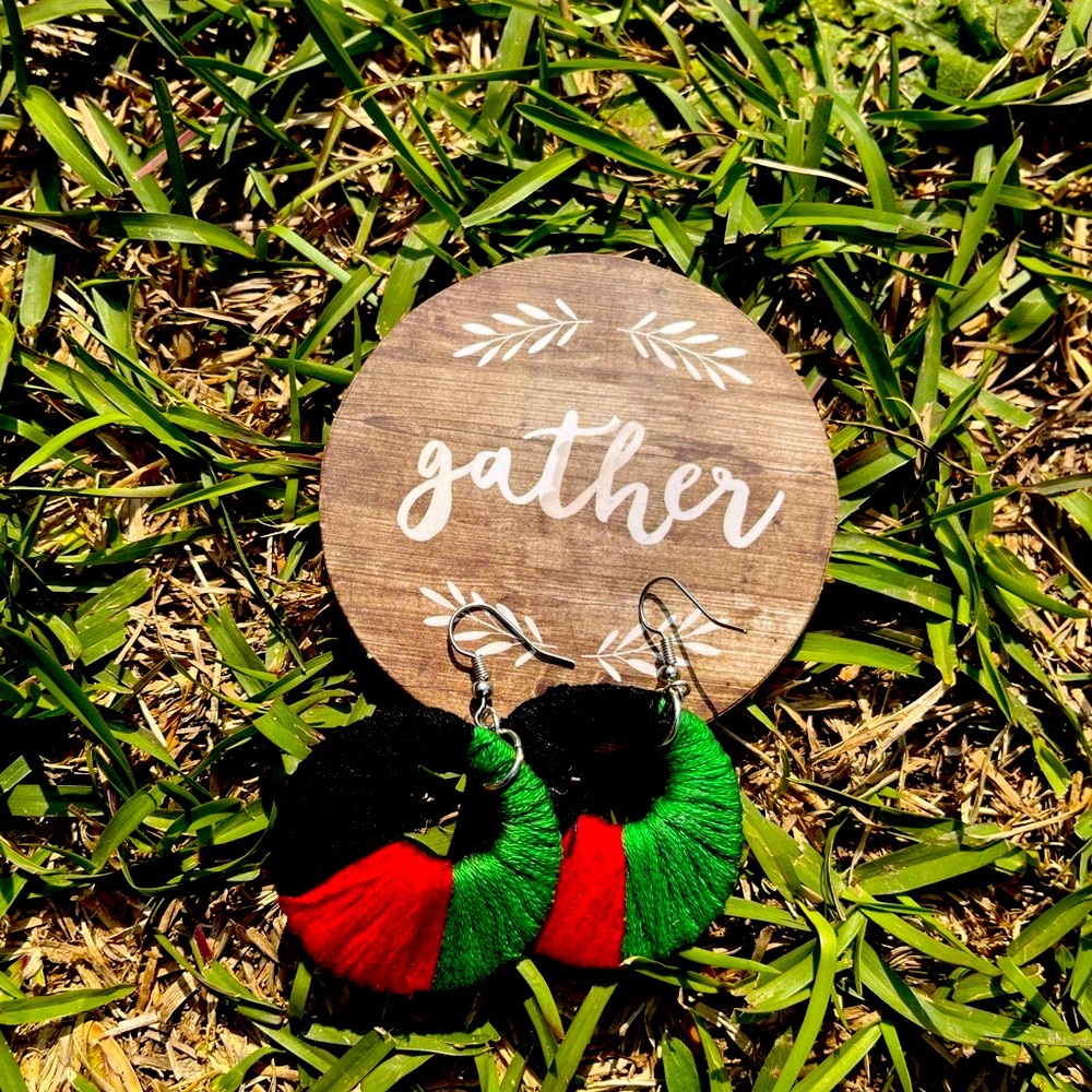 Handmade African American Flag Inspired Earrings